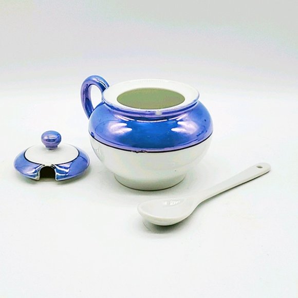 Noritake Blue Luster Sugar/Spoon/Creamer VTG As Is - Picture 4 of 6